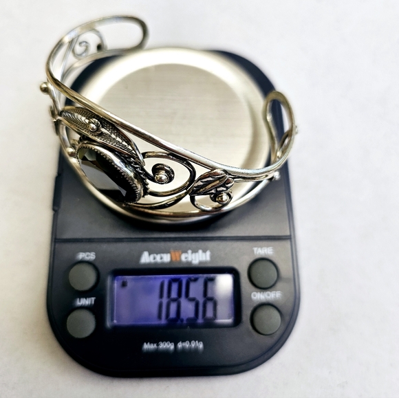 Danecraft Sterling Hematite Cuff Bracelet Vintage - Picture 15 of 15